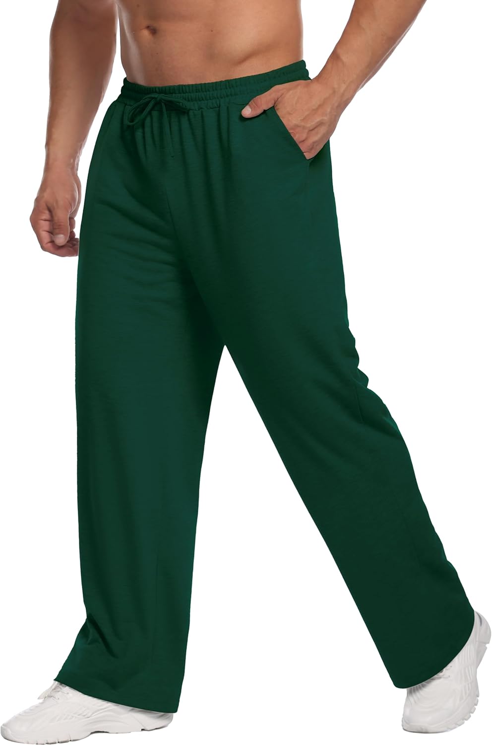Men's Lightweight Sweatpants Open Bottom Sweat Pants for Men Straight Leg Gym Sweatpants Lounge Pants with Pockets