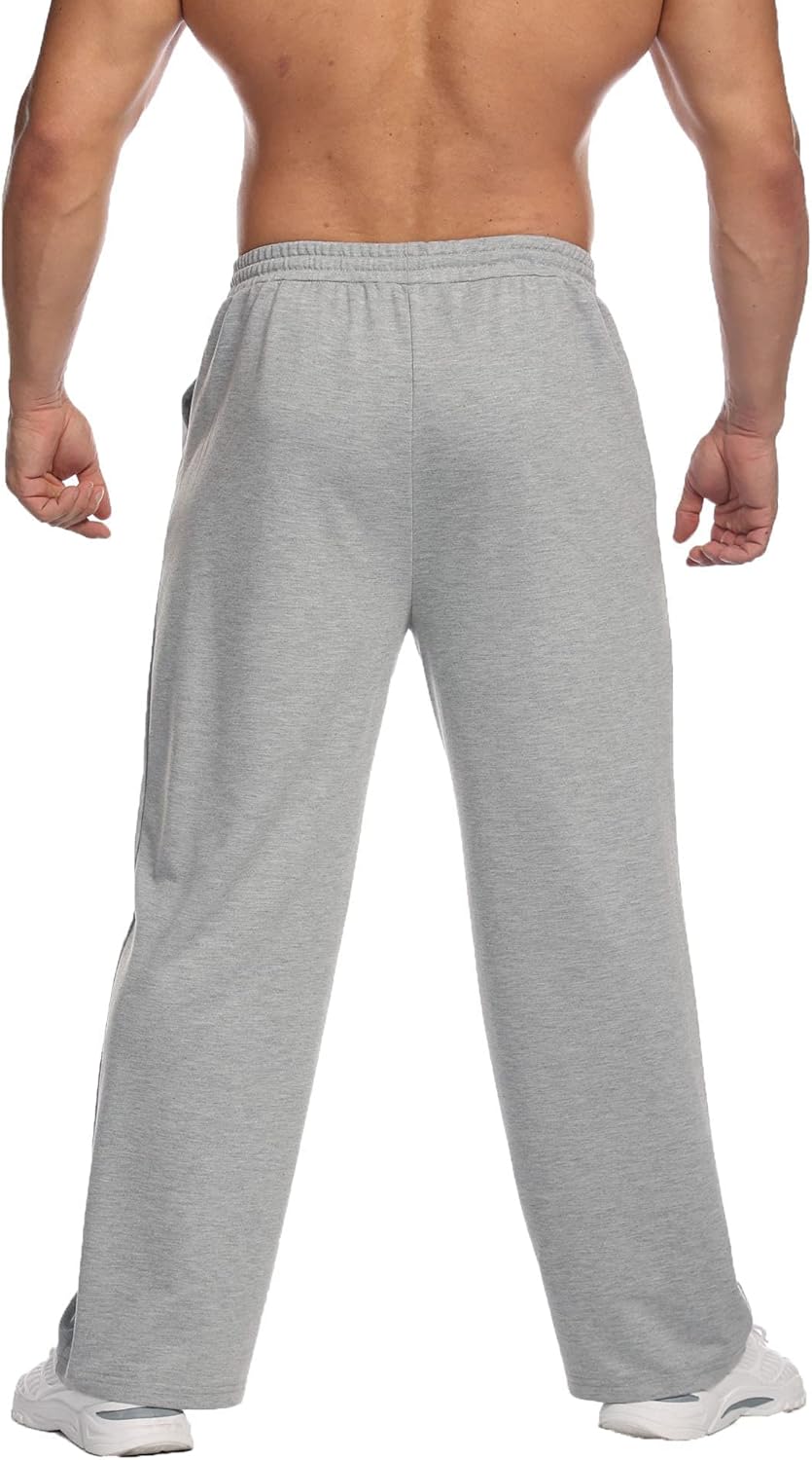 Men's Lightweight Sweatpants Open Bottom Sweat Pants for Men Straight Leg Gym Sweatpants Lounge Pants with Pockets